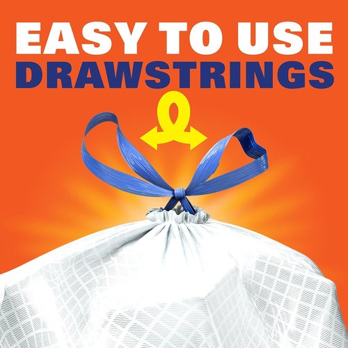 Hefty Ultra Strong 13 Gallon Trash Bags - Drawstring Closure & Odor Control | 110 Count, Citrus Twist Scent
