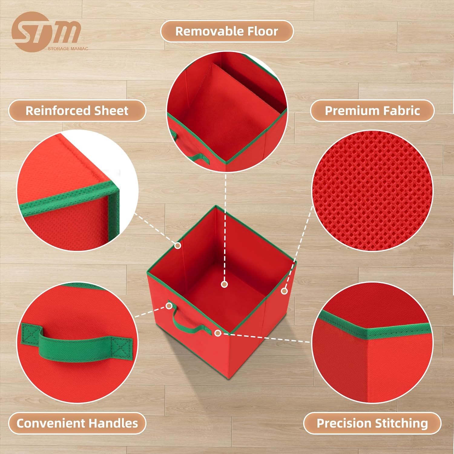 Storage Maniac Storage Cubes - Durable 11-Inch Foldable Bins | 6-Pack Red Organizers for Home & Office