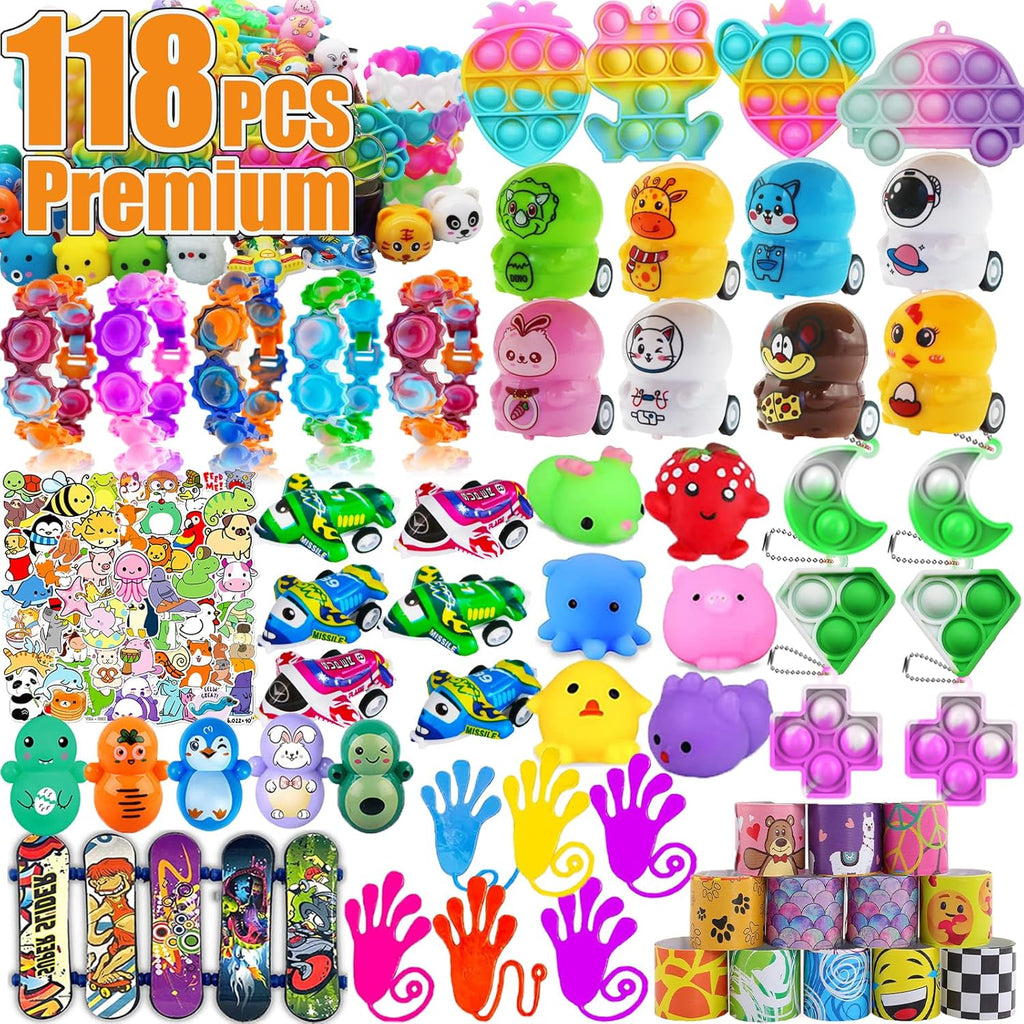 Skiennix 128 Pcs Easter Egg Fillers - Fidget Treasure Box Toys & Classroom Prizes for Kids 4-8