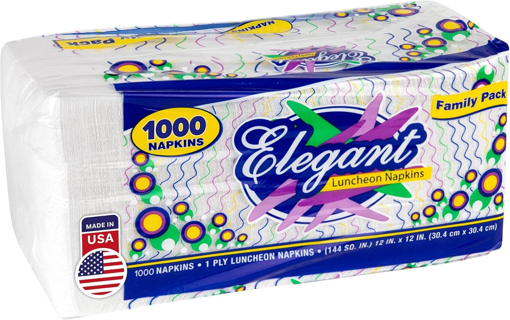 Stock Your Home 12-Inch Disposable Napkins - 1-Ply White Dinner Napkins for Parties & Daily Use | 1000 Pack