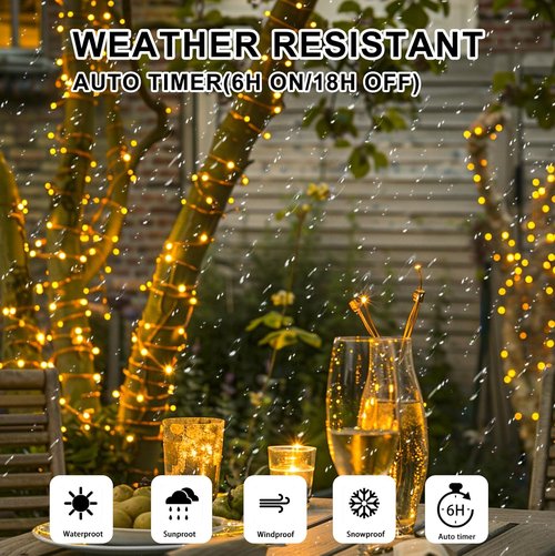 Fairy Lights | Battery Operated 16FT Mini Twinkle Lights - 50 LED Warm White with 8 Modes & Auto Timer