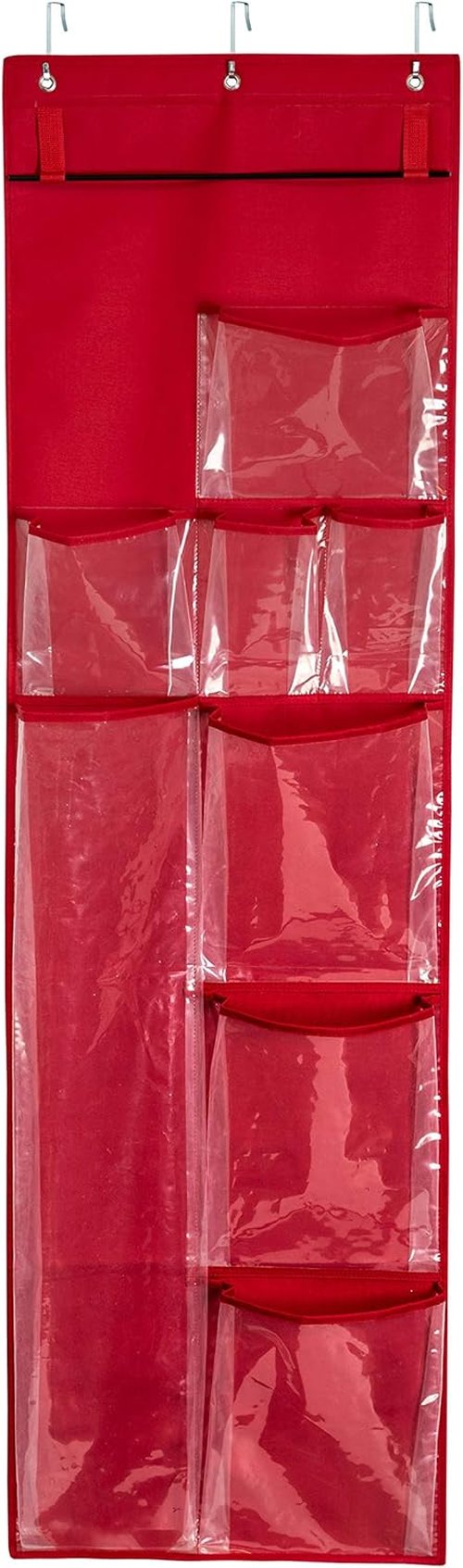 Honey-Can-Do Over-The-Door Wrap Organizer - Red | Holds Up to 40 lbs for Easy Storage