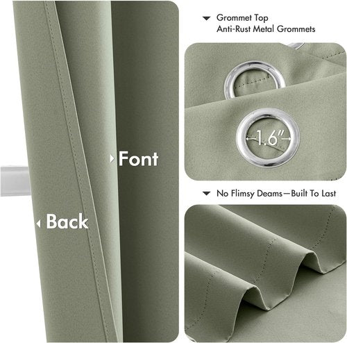 MIULEE Sage Green Blackout Curtains - Thermal Insulated Room Darkening Drapes | 84 Inches Long, 2 Panels