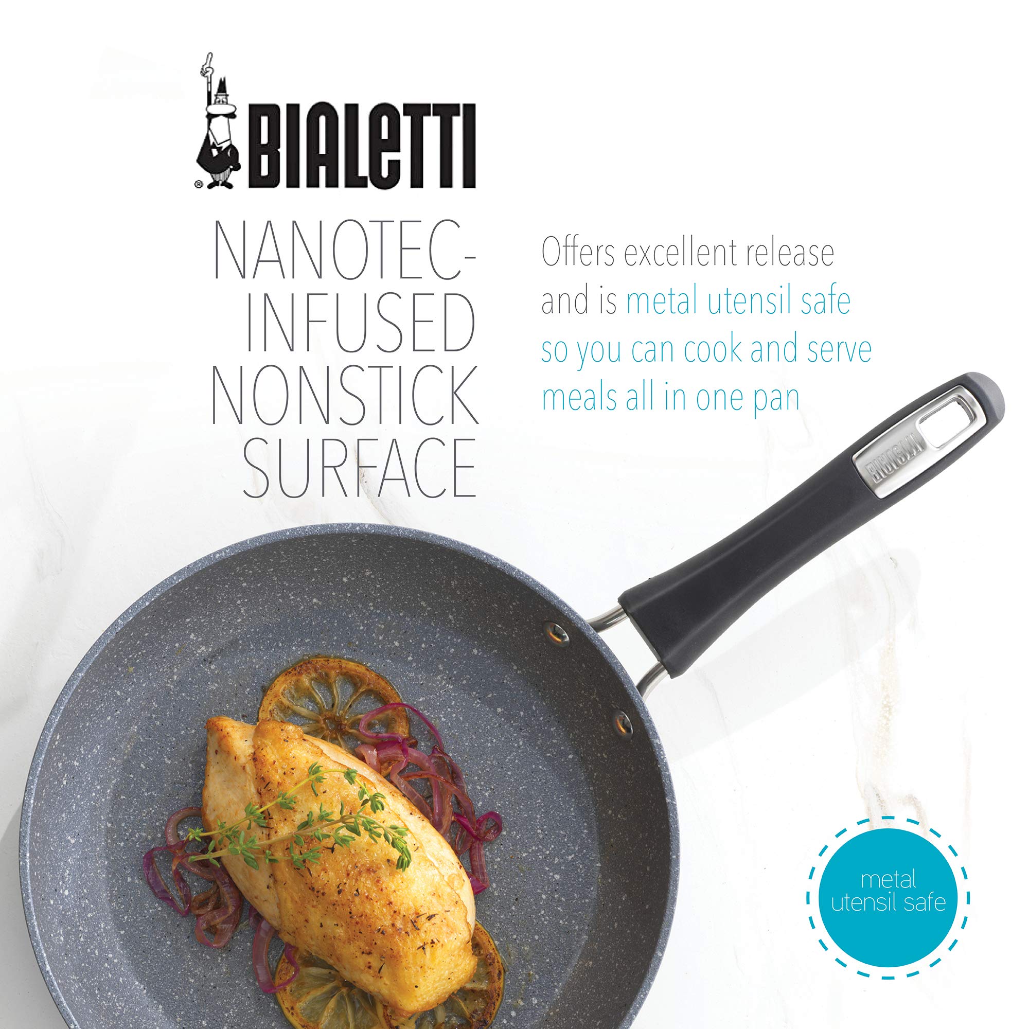 Bialetti Impact Textured Nonstick Oven-Safe 10in Frying Pan, Gray