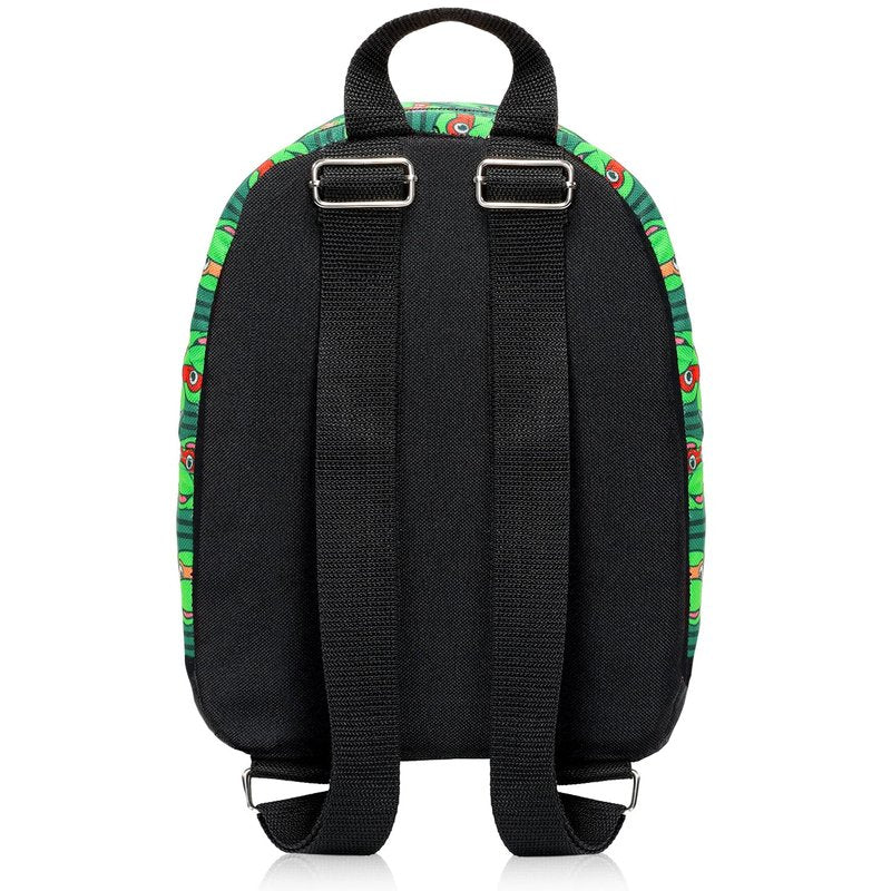 Teenage Mutant Ninja Turtles Mini Backpack - 10" Iconic Woven Small Backpack with Front Pocket and Bookmark Bundle | Adjusts to Fit Kids, Toddlers, Teens, Adults, Boys