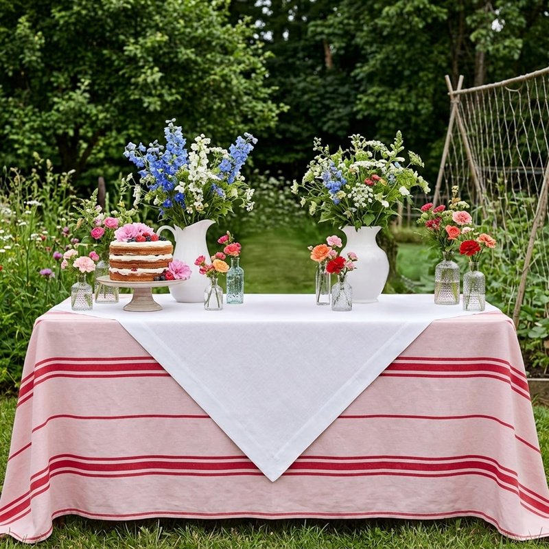 Solino Home Linen White Square Tablecloth 52 x 52 Inch - 100% Pure Linen Table Throw - Fete, Machine Washable Table Cloth for Mothers Day, Spring, Summer, Memorial Day