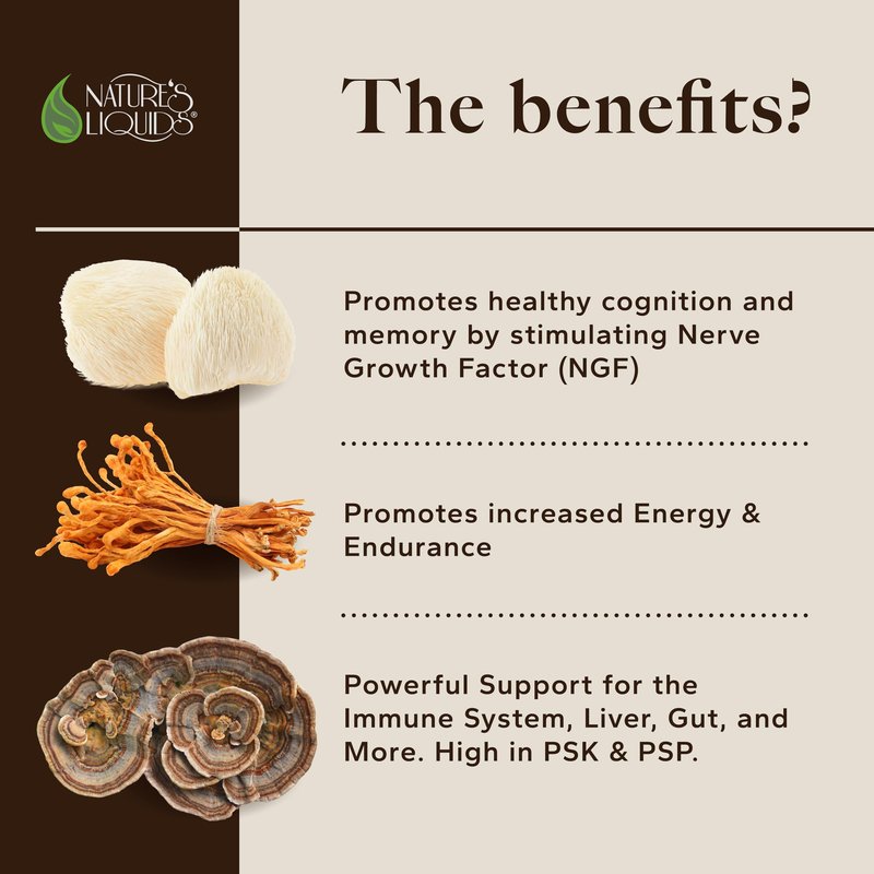 Nature's Liquids Ultimate Mushroom Coffee Latte - 15,000 mg Organic Fruiting-Body Mushrooms per Serving - Lion's Mane, Turkey Tail, Cordyceps - Focus & Immune Support - 30 Stick Packs