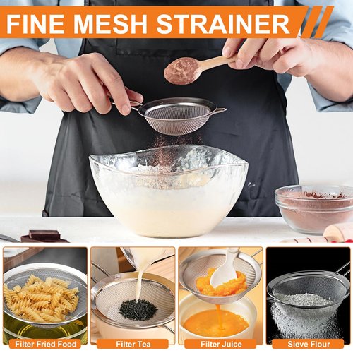 2L Stainless Steel Oil Filter Pot, 2 in 1 Oil Strainer Pot, Bacon Grease Saver with Strainer, Frying Basket, Filter, Mixing Bowls and Clip, Versatile Bacon Grease Container for Kitchen Storing Grease