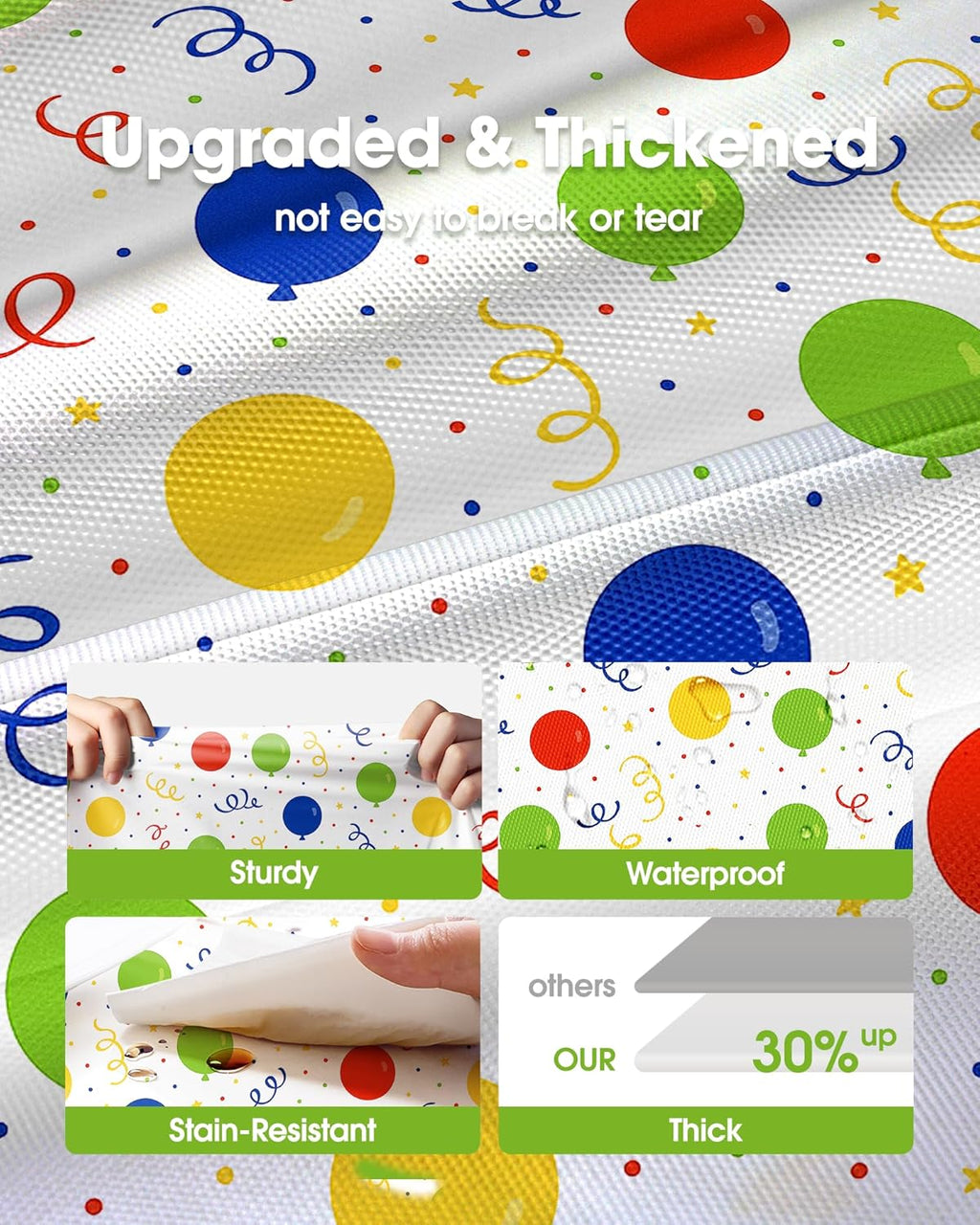 Pureegg Disposable Plastic Tablecloths - 10 Pack, 54 x 108 Inch, Sturdy & Leakproof for Parties | Rainbow Design