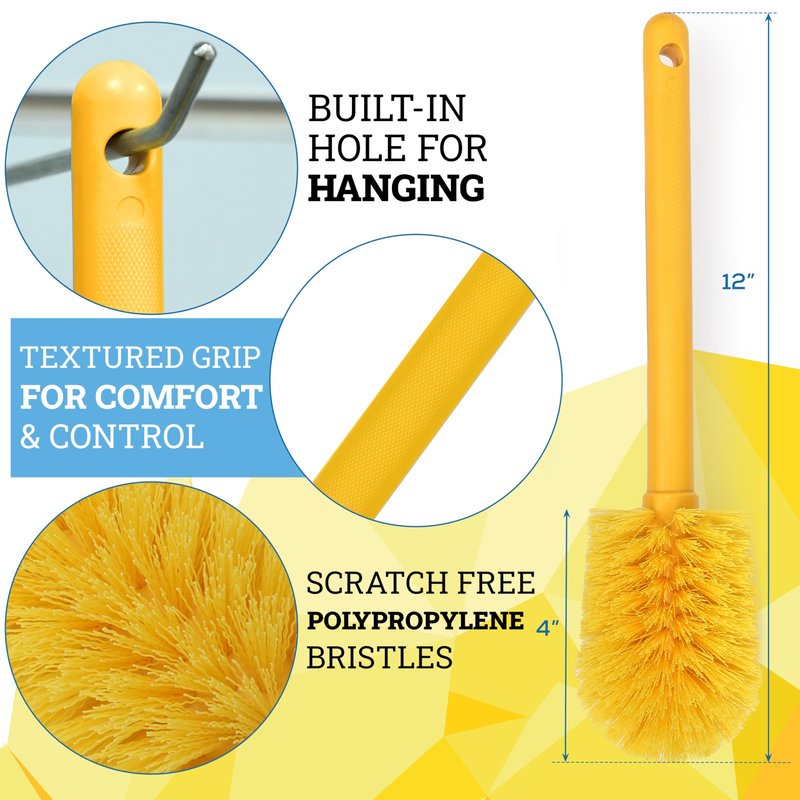 KLEEN HANDLER Goblet Cleaning Brush | Bottle Brush for Cleaning Glasses and Jars, Durable Bristles and Long Handle, (6 Brushes)