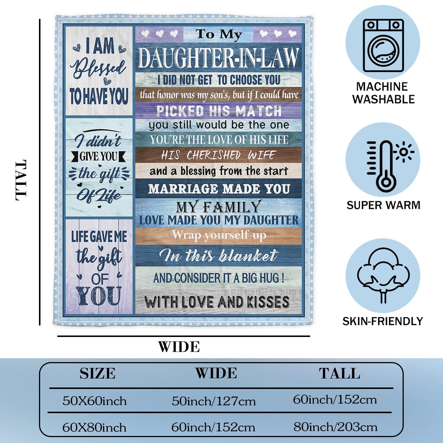 Unique Gifts for Future Daughter in Law - 80"x60" Blanket, Perfect for Birthday or Wedding