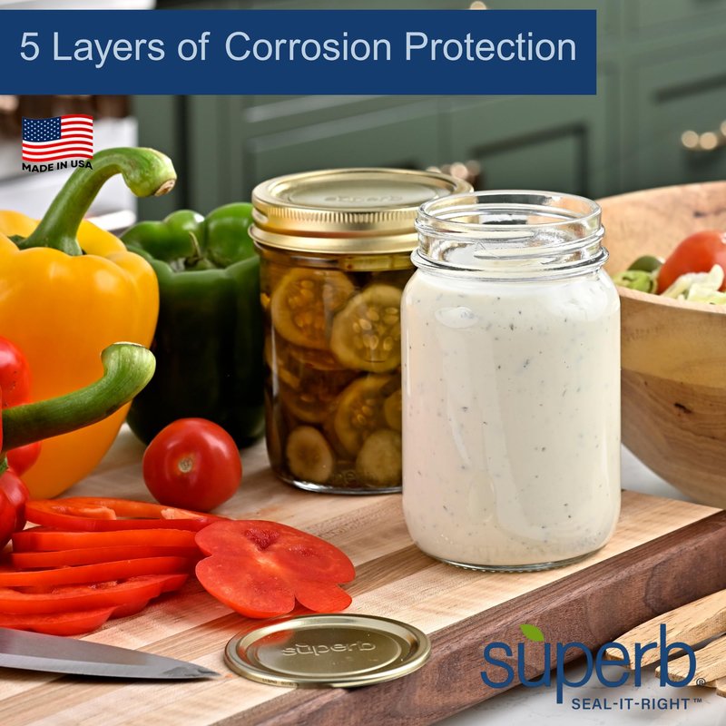 Superb Regular Mouth Mason Jar Canning Lids with Bands/Jar Rings – Made in the USA
