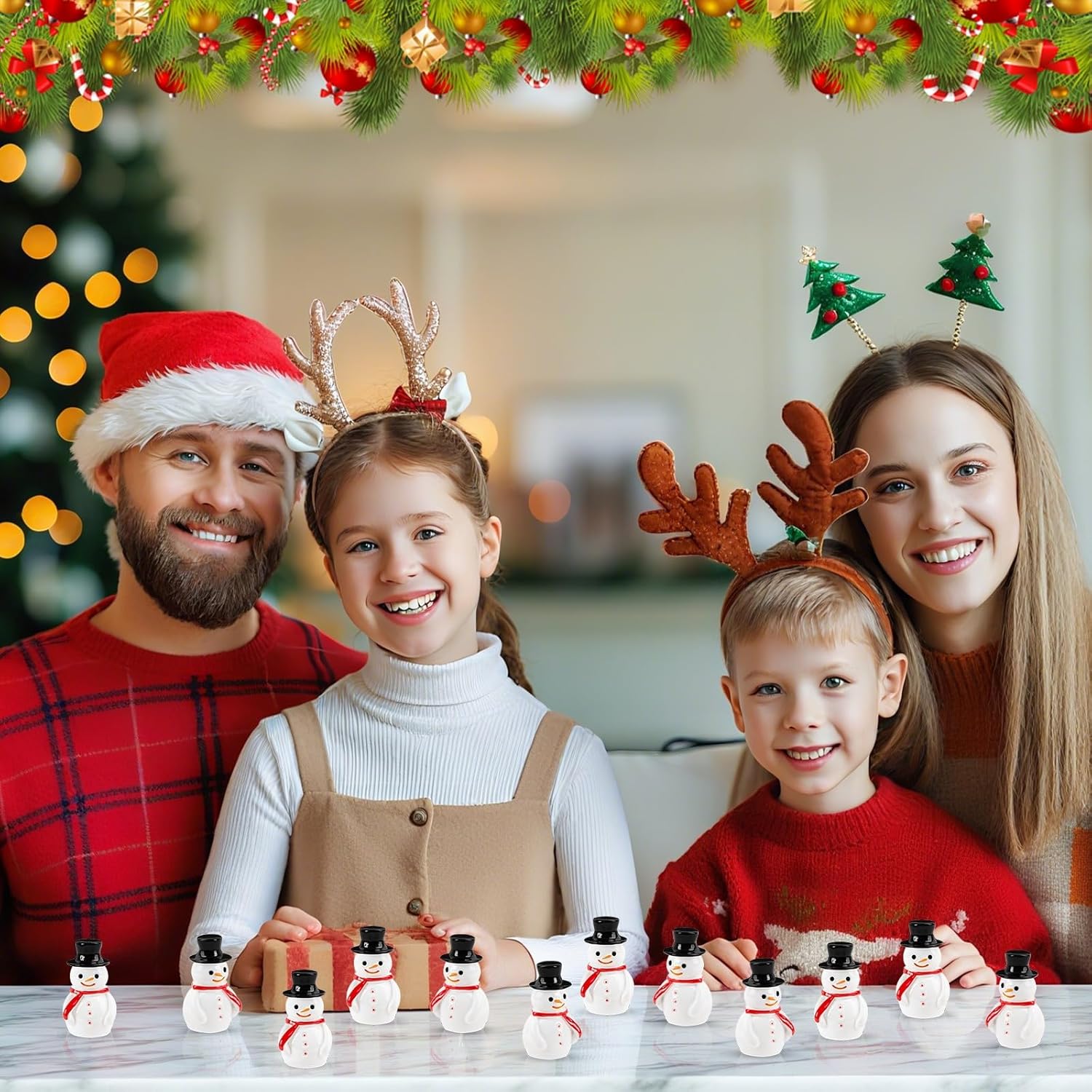 Skiennix Mini Snowman Figurines - 16 Pcs Christmas Ornaments for Winter DIY Crafts & Decor