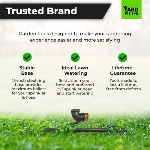 Yard Butler Ring Base Sprinkler Stand - Durable Gardening Supplies for Lawn Care - Sturdy Design for Sprinkler Stability - Water Lawn & Garden Evenly - 1/2" Head