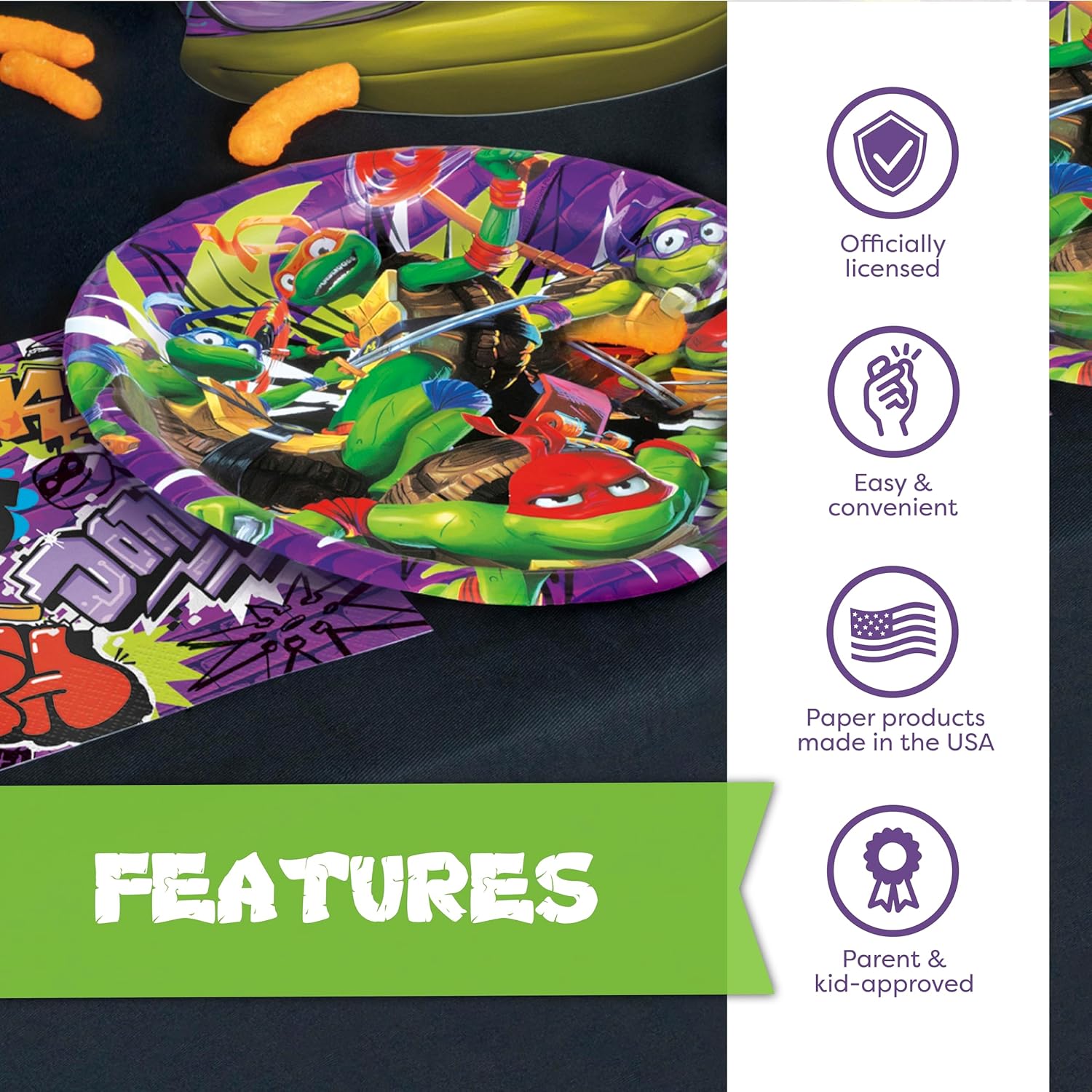 Teenage Mutant Ninja Turtles Party Decorations - 16 Plates & 16 Napkins | Officially Licensed TMNT Birthday Supplies