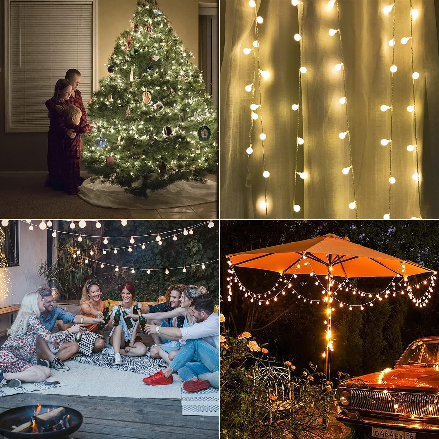 Skiennix LED Globe String Lights - 52FT Total Length, 120 LEDs, Waterproof with Remote | 8 Modes for Home & Party Decor