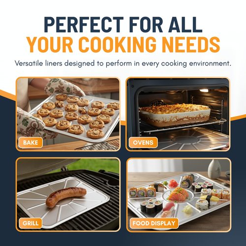 Aluminum Oven Liners for Bottom of Oven (20 Pack), Disposable Foil Oven Liners for Bottom of Oven, Oven Drip Pans, Oven Liners for Bottom of Electric Oven and Gas Oven, Oven Liner, 18.5" x 15.5”
