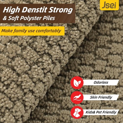 JSEI Dirt Trapper Door Mat - Non-Slip Washable Entryway Rug | 32"x48", Absorbent Beige Mat for Dogs & Wet Shoes