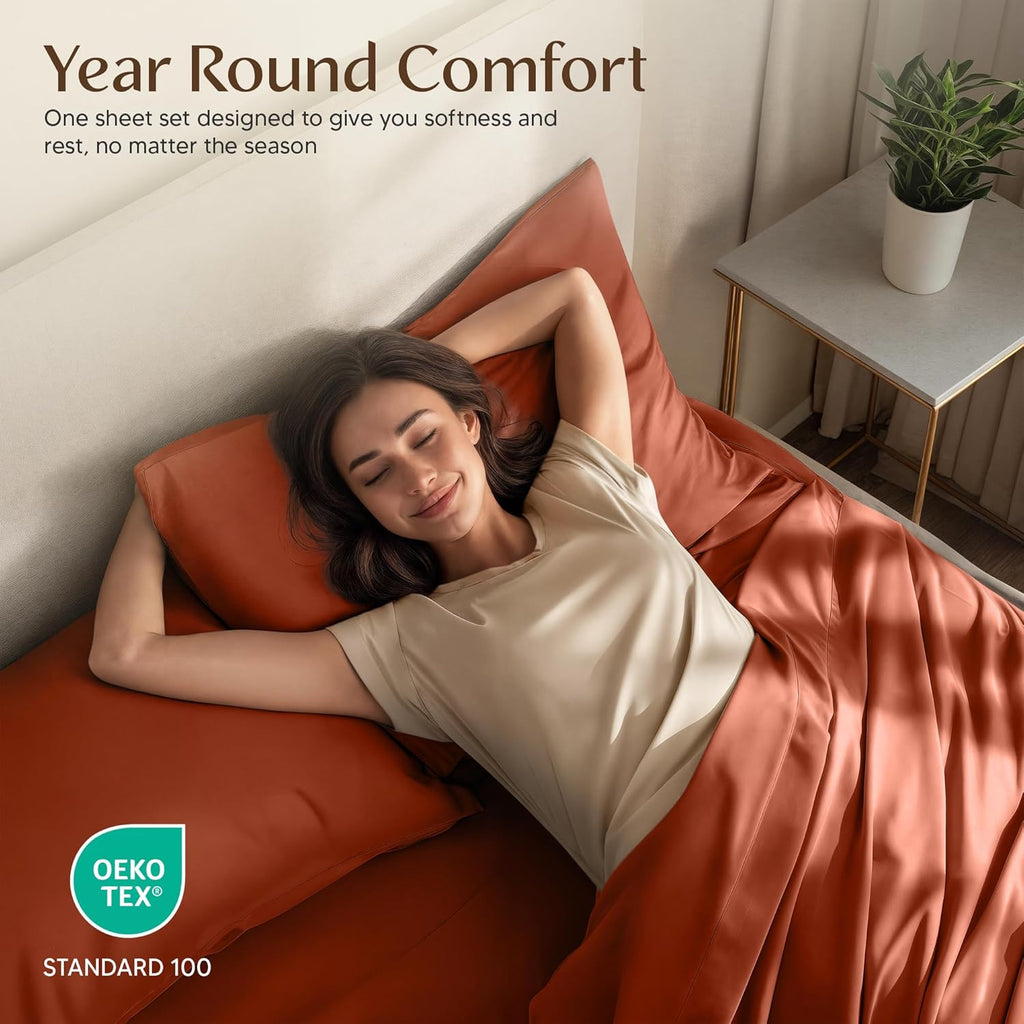 Utopia Bedding King Size Sheet Set - Soft, Breathable Microfiber | 4-Piece in Orange, Oeko Tex Certified