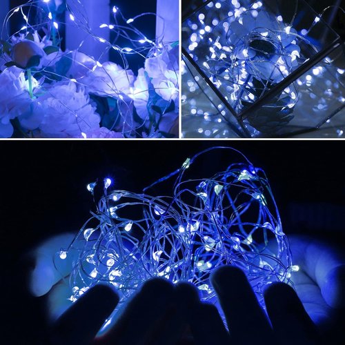 Brightown LED Fairy Lights - 12 Pack Waterproof String Lights | 7 Feet, 20 LED, Blue for Weddings & Parties