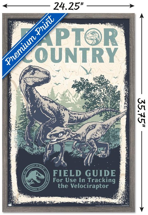 Trends International Jurassic World: Dominion - Raptor Country Wall Poster, 22.375" x 34", Barnwood Framed Version