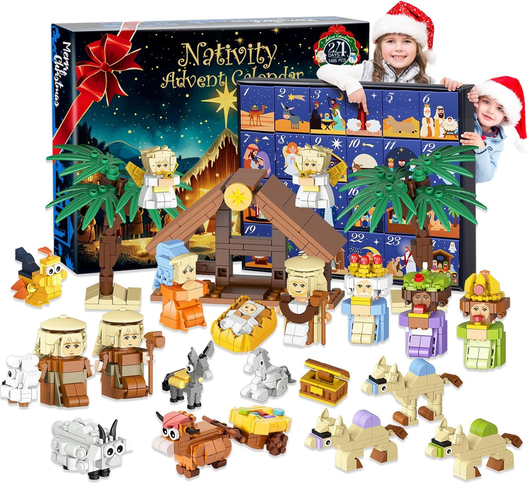 Nativity Advent Calendar 2025 - 24-Day Building Blocks Countdown Set for Kids & Adults