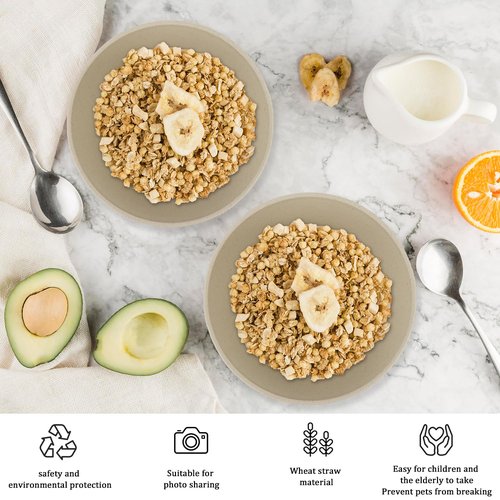 PYRMONT 36 OZ Cereal Bowls Wheat Straw Bowls Set of 6 - Alternative for Plastic Bowls Reusable Soup Bowls Microwave & Dishwasher Safe Unbreakable Bowls Kitchen for Cereal,Salad, Rice,Ramen - Beige
