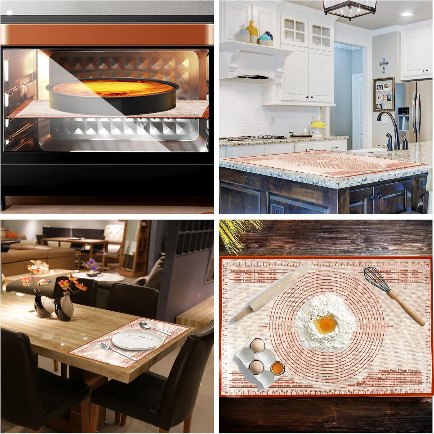 Skiennix Non-Slip Silicone Pastry Mat - Extra Large 36'' x 24'' Nonstick Baking Surface for Dough & Pastry