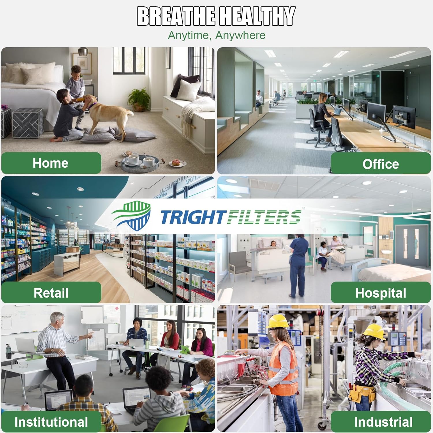 TRIGHTFILTERS 20x20x1 Air Filter - Durable MERV 8 Pleated HVAC & AC Replacement | 2-Pack