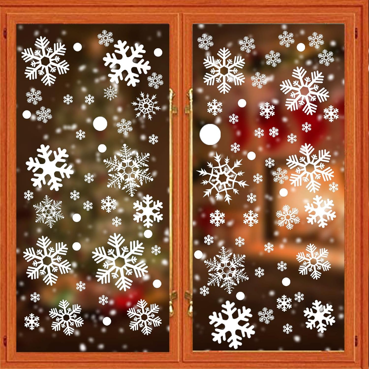 White Snowflake Window Clings by [Brand Name] - 180PCS PVC Static Stickers for Holiday Decorations