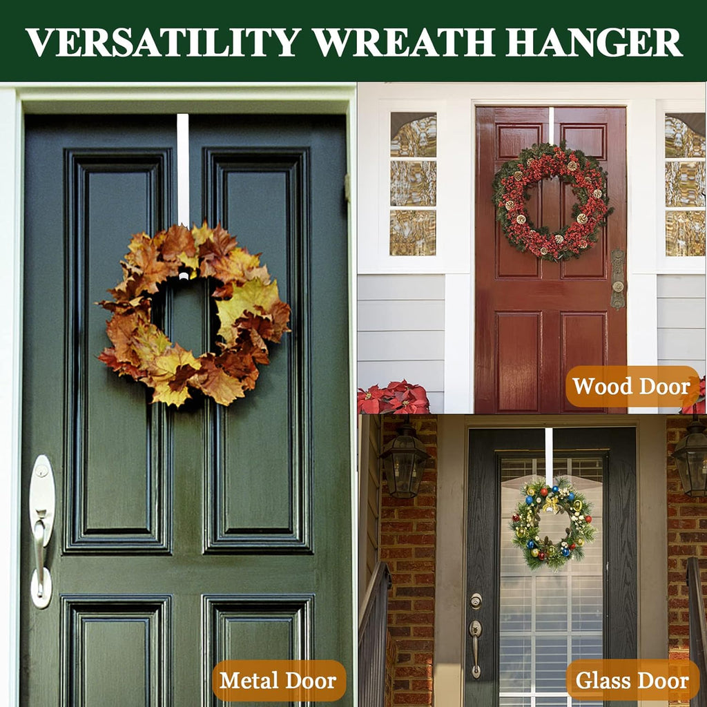 ZMCINER Wreath Hanger - Adjustable 15-25 Inch White Metal Hook for Christmas & Fall Decorations, Holds 20 lbs