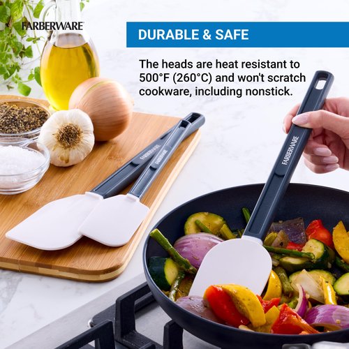 FARBERWARE Pro 3 Piece Silicone Spatula Set, 13.5 and 10 inch NSF Certified Cooking Tools