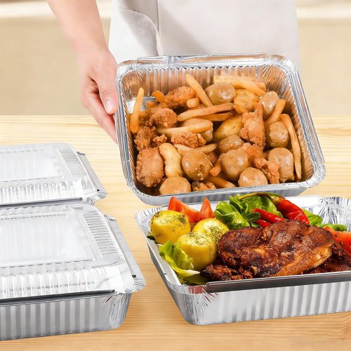 Aluminum Pans 40 Pack | 8x8 Inch Square Baking Pans with Clear Plastic Lids - Perfect for Cooking and Storing