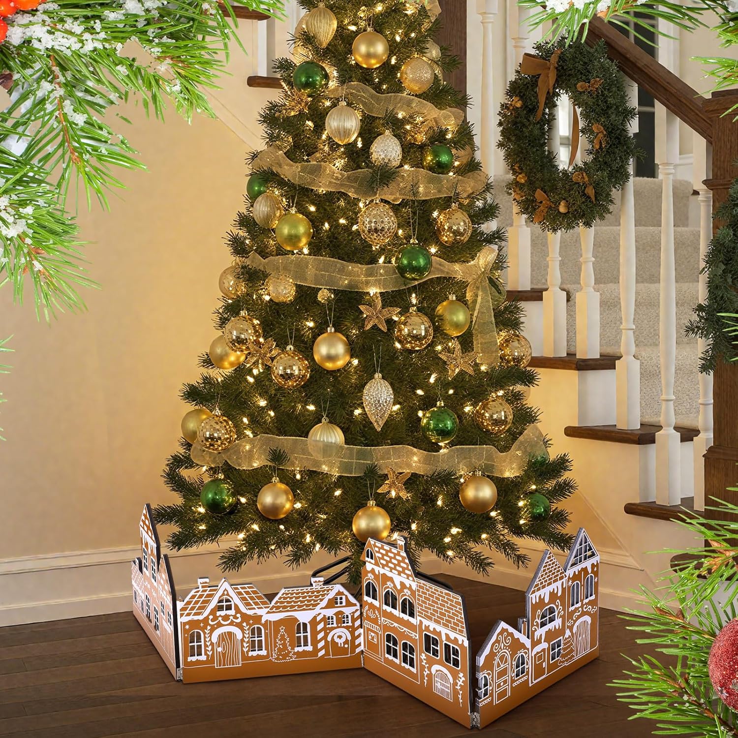 Thyle Wooden Christmas Houses Set - Rustic Gingerbread House Decor for Tabletop Centerpieces