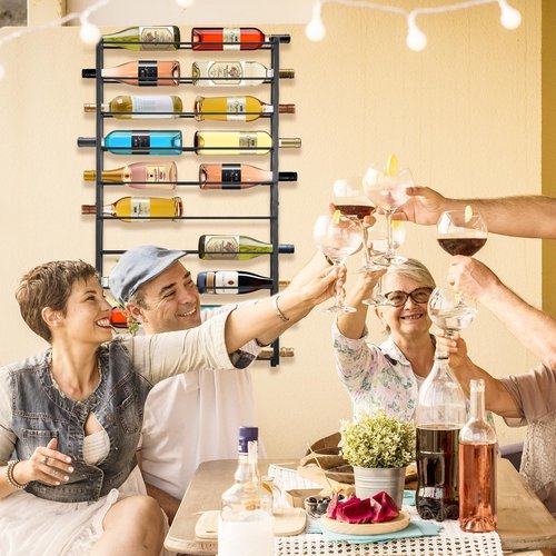 AQAREA Wine Rack Wall Mounted: 20 Bottles Display Hanging - Large Capacity Wine Storage for Wine Lovers, Bar Operators as Wine Cellar/Bar/Restaurant/Hotel Lobby Display.