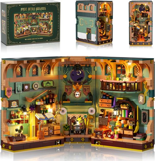 INSOON Magic Potion Book Nook Building Set - 990 PCS DIY Bookend Kit with Light for Home Decor | Perfect for Ages 8+