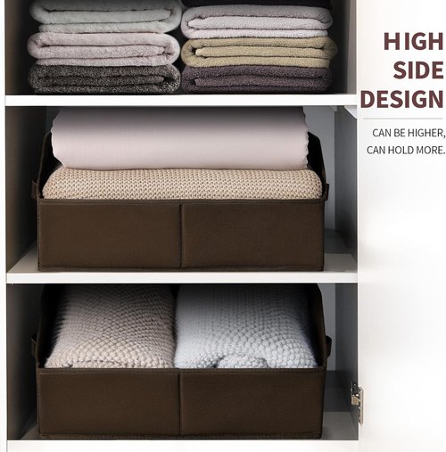 Homsorout Fabric Cube Bins - Collapsible Storage Organizers with Handles, 10 Pack, Brown