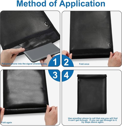 Faraday Bag 4 Pack - Waterproof & Fireproof Signal Blocking Pouches for Laptop, Tablet, Phone & Car Key