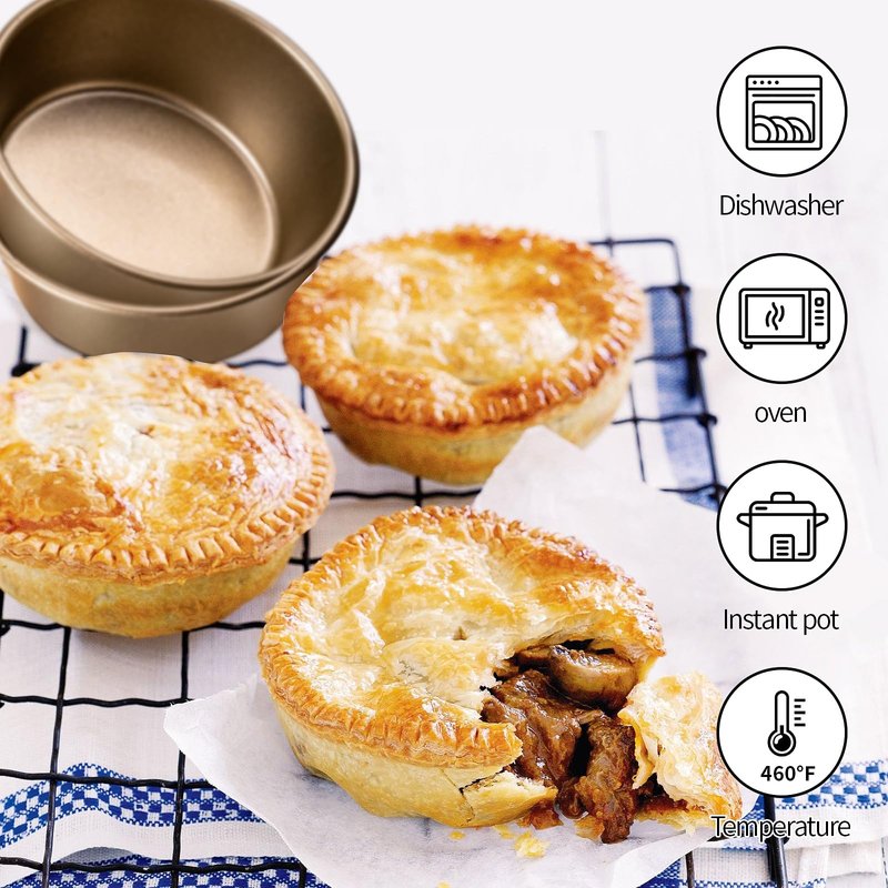 Yomvzake Air Fryer Jumbo Muffin Pan, Egg Cupcake Pan 4 Inch Air Fryer Hamburger Bun Mold, 6 Pack Non-Stick Egg Baking Pan Individual Pazookie Mini Cake Pans for Baking