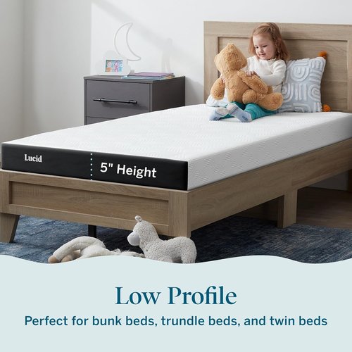 Lucid 5 Inch Memory Foam Mattress - Firm Feel with Bamboo Charcoal & Gel - Twin Size - Bed in a Box