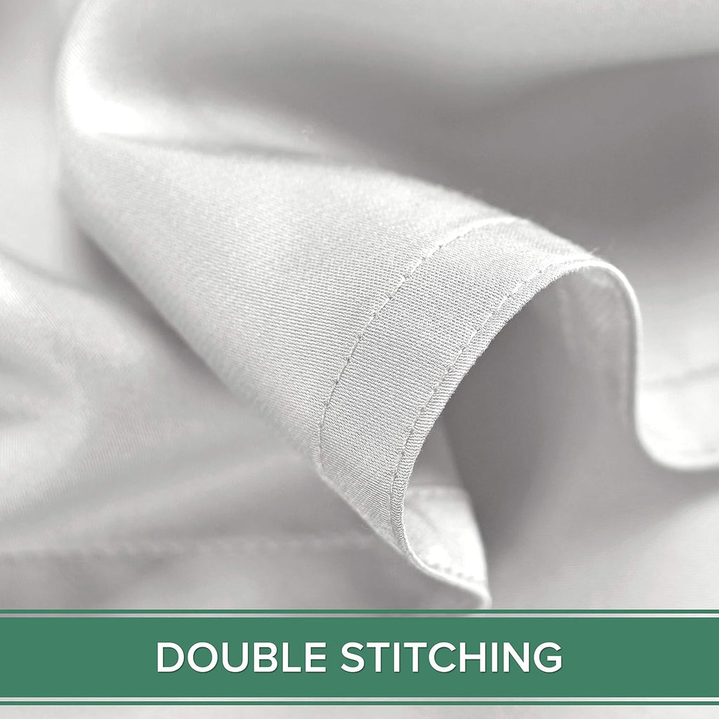 Pure Bamboo Queen Sheets - Luxuriously Soft & Cooling 100% Organic Viscose Bed Sheet Set | White, Double Stitching