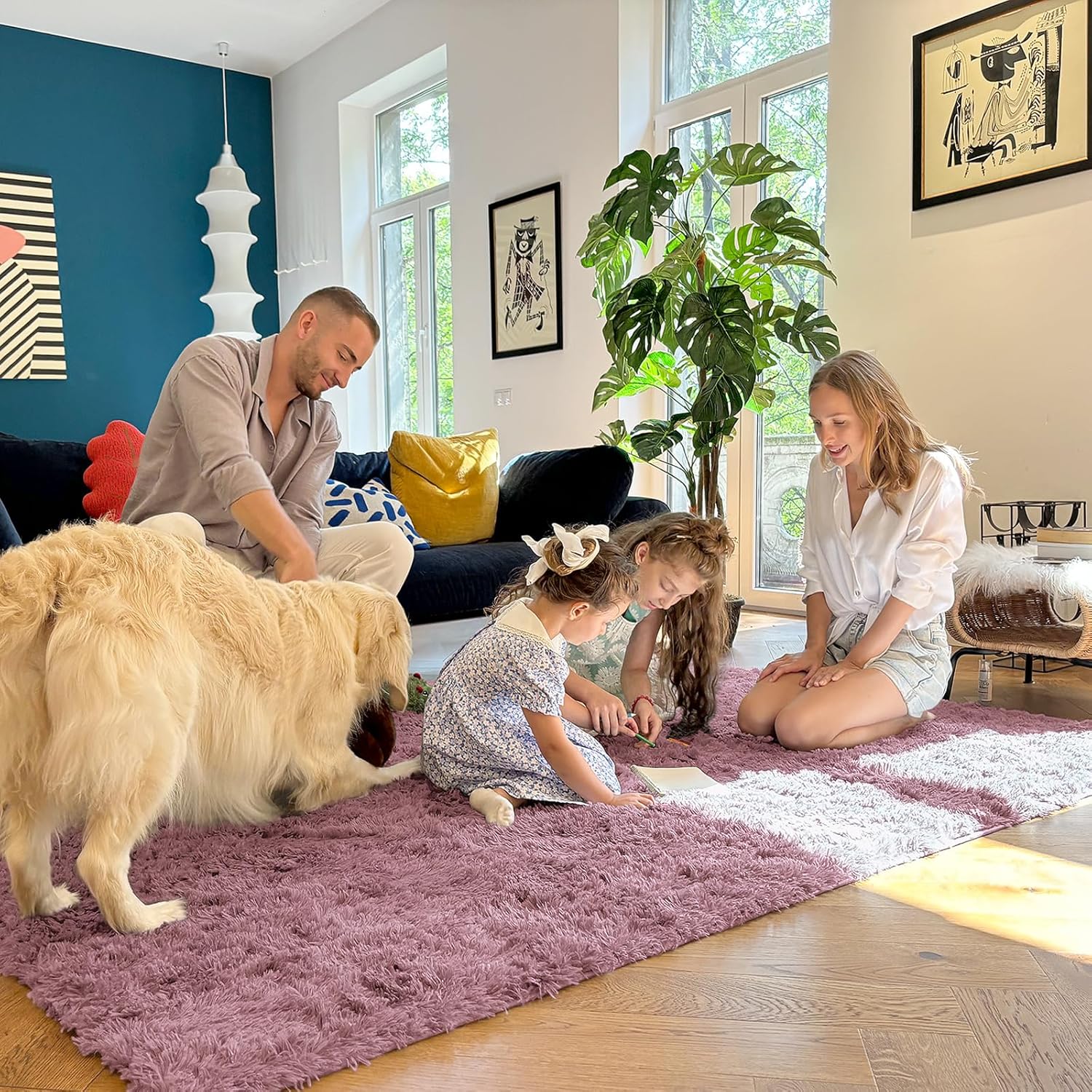 OLANLY Runner Rugs - Soft, Machine Washable Shaggy Carpet for Hallways & Bedrooms | Blush Color