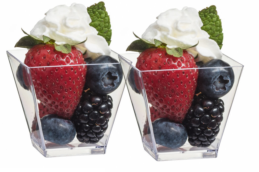 Zappy Elegant Square Mini Cube 2oz Clear Tasting Sample Shot Glasses 40 Ct Dessert Cups