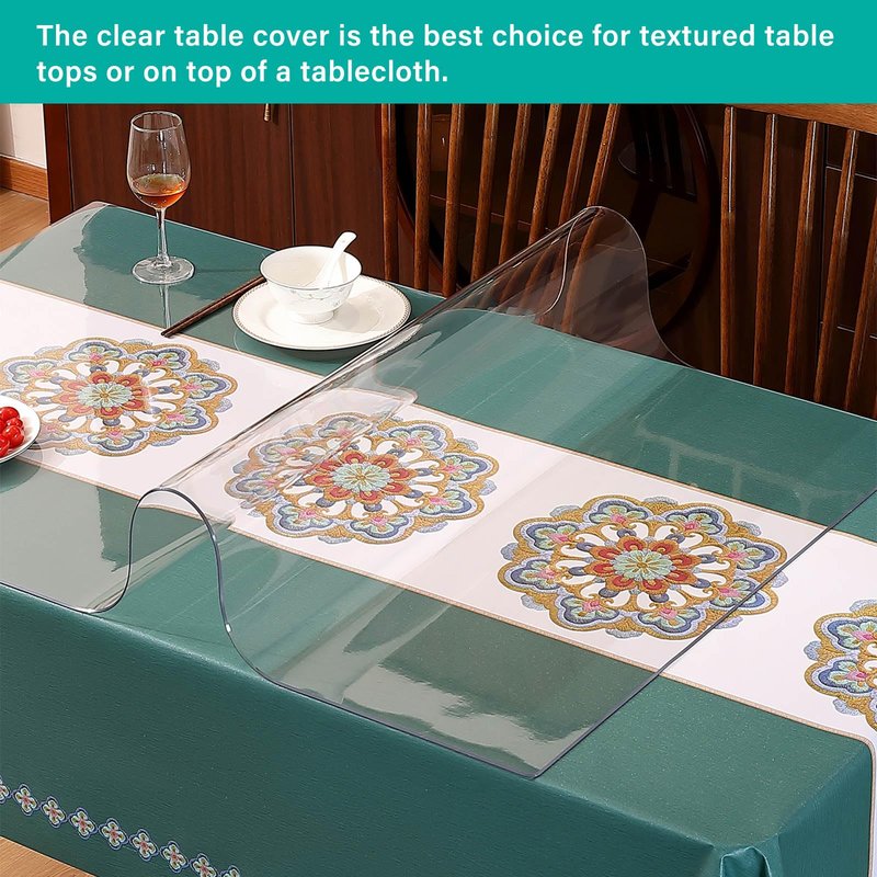 AimerGro 44X102 Inch Clear Table Protector 1.5mm Thick Plastic Table Cover Protector Waterproof Tablecloth Cover Rectangle Vinyl Desk Top Writing Mat PVC Table Pad for Wood Coffee Dining Room Tabletop