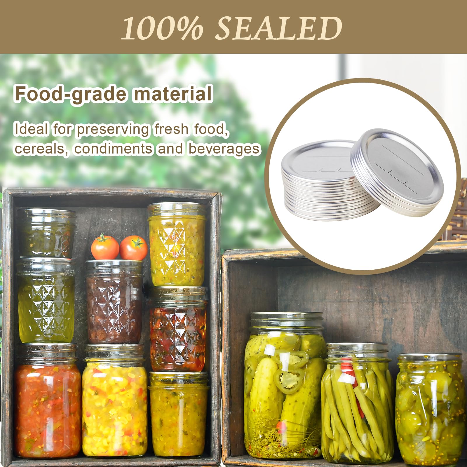 200 PCS Canning Lids Regular Mouth,2.76in Regular Mouth Mason Jar Lids,Ball Jar with Lids with Leak proof Airtight Seal Rust Proof Split,Regular Mason Jars Food Grade,Canning Food DIY