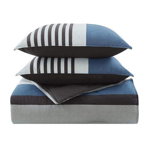 Nautica - Queen Duvet Cover Set, Cotton Reversible Bedding with Matching Shams, Styligh Home Decor (Rendon Charcoal, Queen)