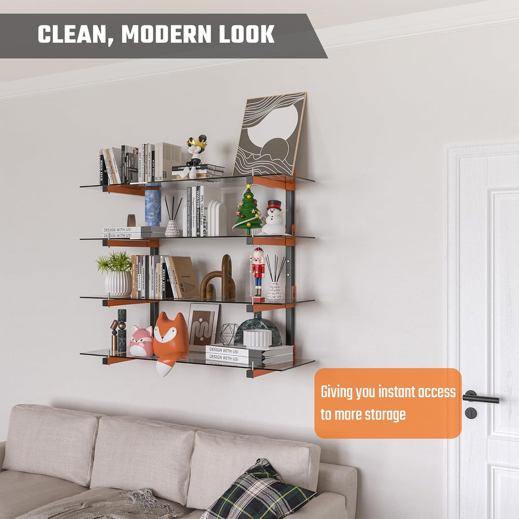 Snap-Fit Lumber Storage Rack | Heavy-Duty Metal Wall Mount - 8 Levels, 32 Inch Capacity