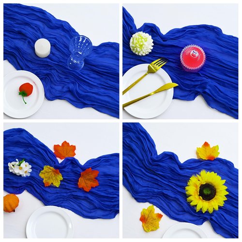 30 Pcs Royal Blue 10FT Cheesecloth Table Runner 23"x120" Romantic Cheese Cloth Table Runners Rustic Sheer Runner Boho Gauze Table Runner for Wedding Arch Bridal Baby Shower Birthday Party Garden Décor