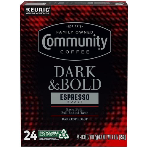Community Coffee Dark & Bold Espresso Roast Pods - 24 Count for Keurig 2.0 Brewers | Rich Flavor & Aroma