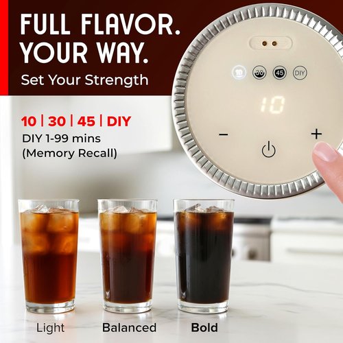 Mueller RapidBrew Cold Brew Iced Coffee Maker - Fast 10-Minute Brewing | Portable & Rechargeable, 20 Servings, Black